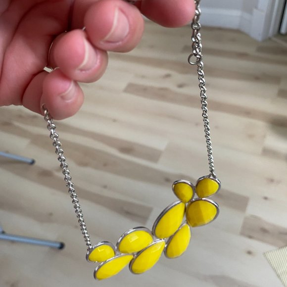 Yellow Bauble Necklace on Silver Link Chain - Picture 4 of 4